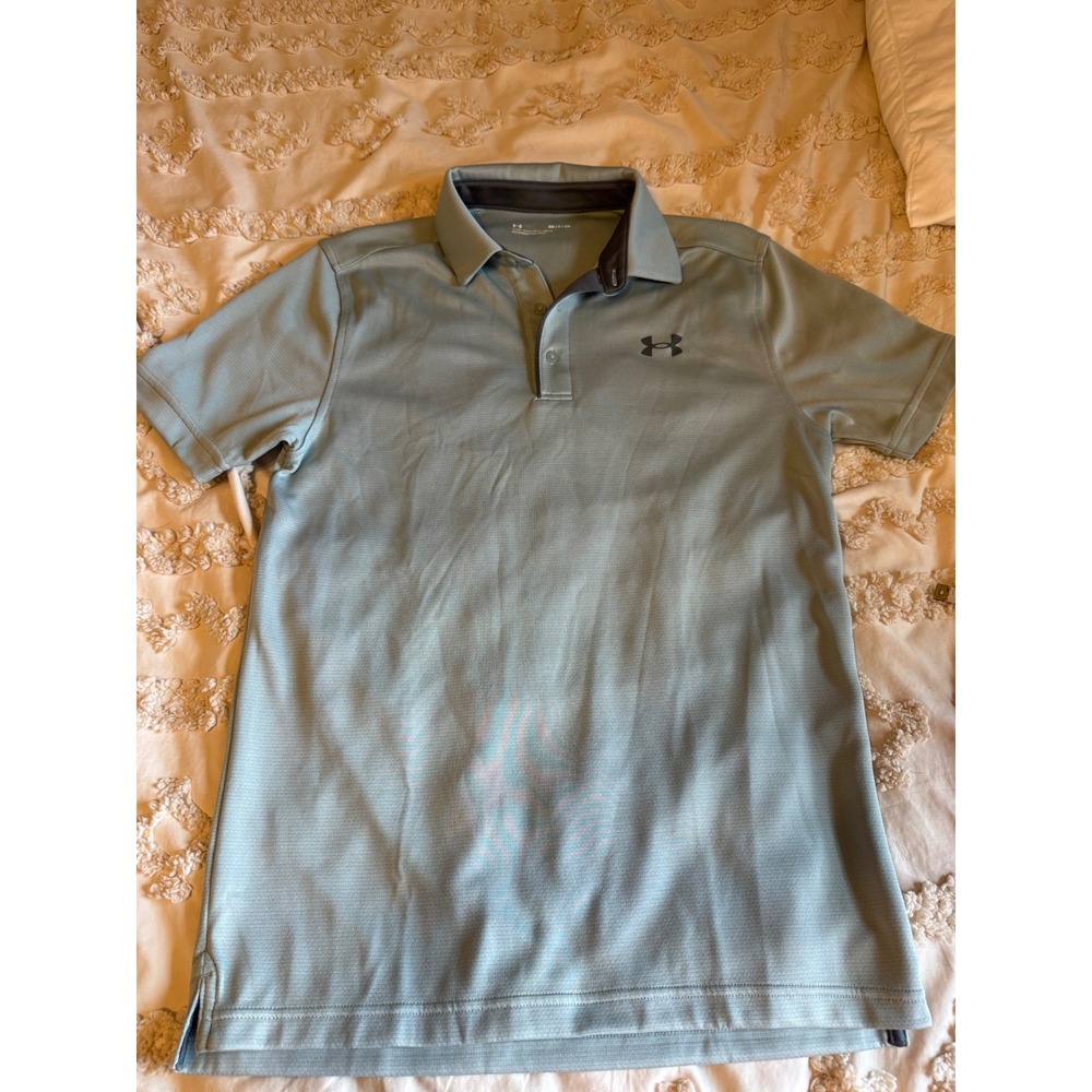 Under Armour Mens HeatGear Loose Fit Performance Polo Shirt Light Blue Gray
